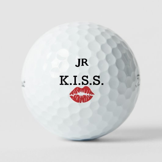 Monogram K.I.S.S. with red lips Golfball (Vorderseite)