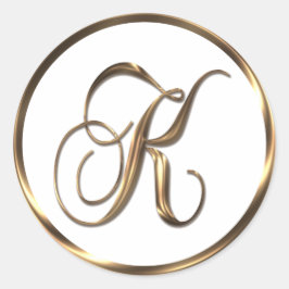 Monogram K Imitate Bronze Runder Aufkleber
