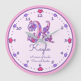 Monogram K Kayla Herz Name bedeutet Uhr
