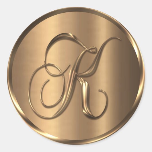 Monogram K NONMETALLIC Bronze Umschlag Aufkleber (Vorderseite)