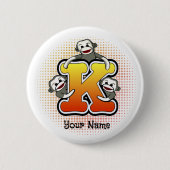 Monogram K Sock Monkey Button (Vorderseite)