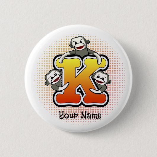 Monogram K Sock Monkey Button (Vorderseite)