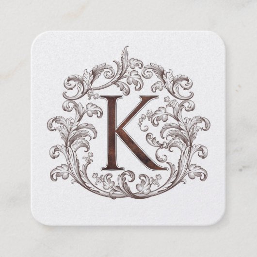Monogram K Square Calling Card Quadratische Visitenkarte (Vorderseite)