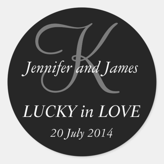 Monogram K Stickers for Weddings Black (Vorderseite)