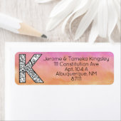 Monogram "K" Tangle Letter Orange Pink Watercolor (Insitu)