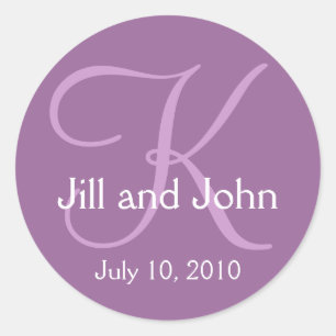 Monogram K Wedding Bride Datum Lila Sticker