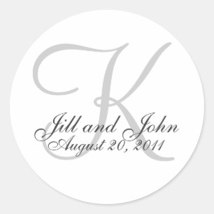 Monogram K Wedding White Bride Groom Siegel Sticke Runder Aufkleber