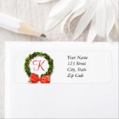 Monogram K WeihnachtsRücksendeadressen-Aufkleber (Insitu)