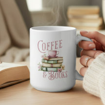 Monogram Kaffee und Bücher Floral