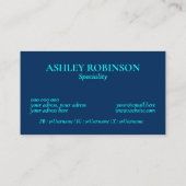 Monogram-Kalligraphie-Initialen cyan modern Visitenkarte (Rückseite)