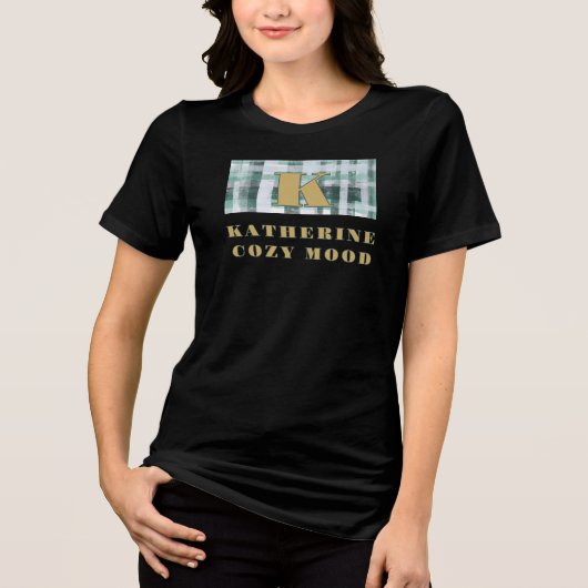 Monogram kariert festlich-grüne Goldbezeichnung ge Tri-Blend Shirt (Vorderseite)