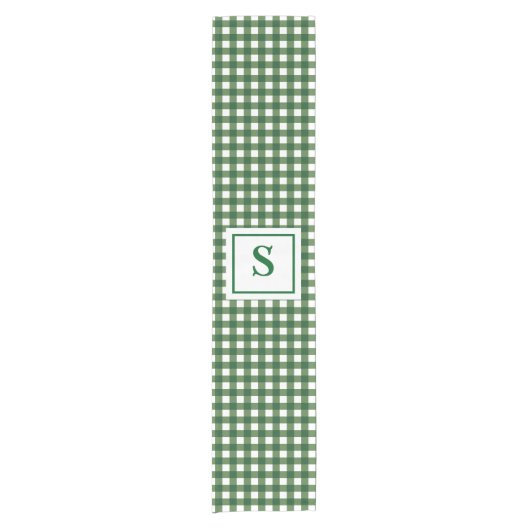 Monogram Kariert Gingham Kurzer Tischläufer (Vorderseite)