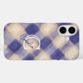 Monogram kariert Gingham Marine Blue Creme handsch Case-Mate iPhone Hülle (Rückseite (Horizontal))