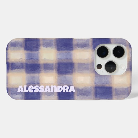 Monogram kariert Gingham Marinebar Case-Mate iPhone Hülle (Rückseite (Horizontal))