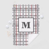 Monogram Kariert Graues Silberes Rot Geschenk für Golfhandtuch (Insitu)