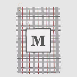 Monogram Kariert Graues Silberes Rot Geschenk für  Golfhandtuch