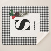 Monogram Kariert Holiday Weihnachts-Sherpa Blanket Sherpadecke (Vorderseite (Horizontal))