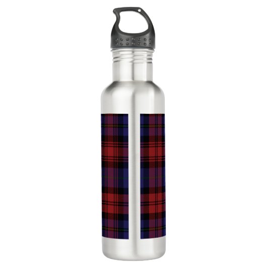 Monogram Kariert Script Tartan Rustic Edelstahlflasche (Rückseite)