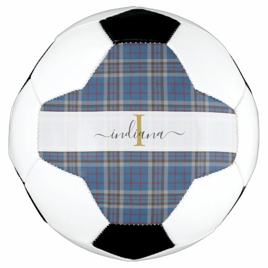 Monogram Kariert Script Typografie Rustic Tartan Fußball (Vorderseite)