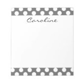 Monogram Karkohle Grau-Weiße Polka Dot Muster Notizblock (Vorderseite)