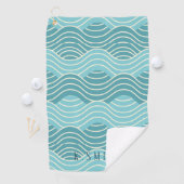 Monogram Kawaii Niedlich Blue Water Wave Muster Golfhandtuch (Insitu)