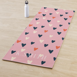 Monogram Kawaii Niedlich Hearts Muster Yogamatte