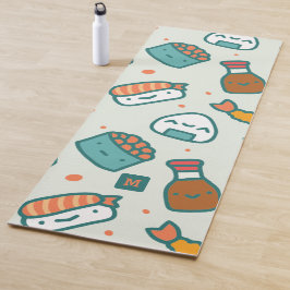 Monogram Kawaii Niedlich Japanisches Sushi-Muster Yogamatte