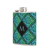 Monogram Keltic Knot Diamond Blue Green Hip Flask Flachmann (Links)