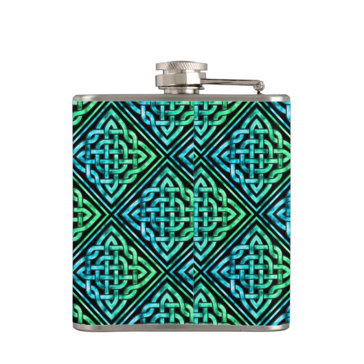 Monogram Keltic Knot Diamond Blue Green Hip Flask Flachmann (Rückseite)