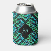 Monogram keltische Knoten Blue Green Can Cooler Dosenkühler (Kanne Rückseite)