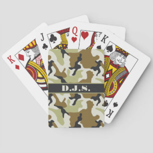 Monogram Khaki, Black, Tan Camouflage Playing Card Spielkarten