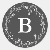 Monogram-Khalkboard-Keilkleber Runder Aufkleber (Vorderseite)