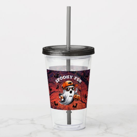 Monogram Kids Halloween Spooky Fun Ghost Acryltrinkbecher (Vorderseite)