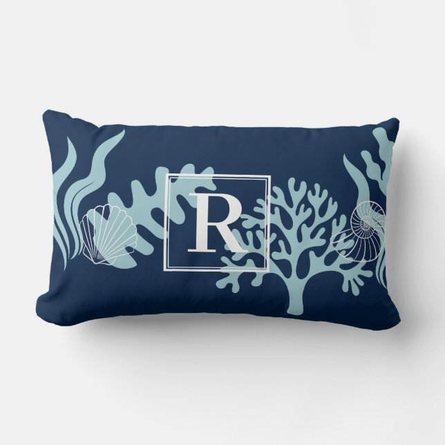 Monogram-Kissen im Beach House Lendenkissen (Vorderseite)