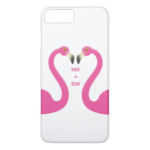 Monogram Kissing Flamingos iPhone 7 Plus White Case-Mate iPhone Hülle