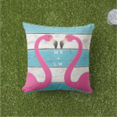Monogram Kissing Flamingos Türkis Kissing Kissen Für Draußen (Golfball-Marker)