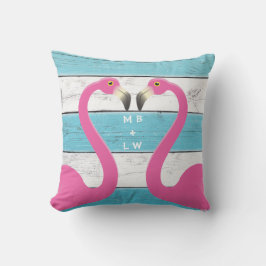 Monogram Kissing Flamingos Türkis Kissing Kissen Für Draußen