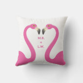 Monogram Kissing Flamingos weiße Kissendecke Kissen (Rückseite)