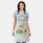 Monogram Kitchen Herb Wood Family Name Schürze (Getragen)