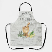 Monogram Kitchen Herb Wood Family Name Schürze (Vorderseite)
