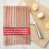 Monogram Kitchen Tow, Green und White Stripes Geschirrtuch (Viertel Falte)