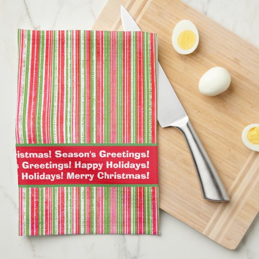 Monogram Kitchen Tow, Green und White Stripes Geschirrtuch (Viertel Falte)