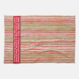 Monogram Kitchen Tow, Green und White Stripes Geschirrtuch