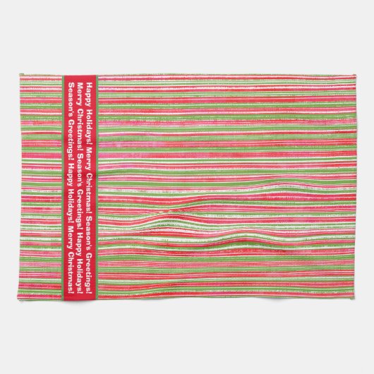 Monogram Kitchen Tow, Green und White Stripes Geschirrtuch (Horizontal)