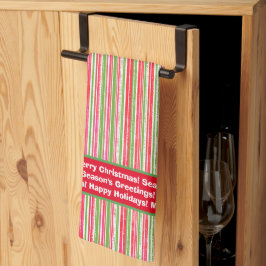 Monogram Kitchen Tow, Green und White Stripes Geschirrtuch