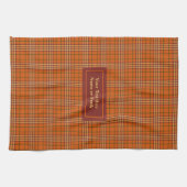Monogram Kitchen Towel Rustic Autumn Plaid Design Geschirrtuch (Horizontal)