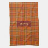 Monogram Kitchen Towel Rustic Autumn Plaid Design Geschirrtuch (Vertikal)
