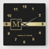 Monogram-Klasse-Führungskraft Quadratische Wanduhr (Vorderseite)