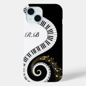 Monogram-Klaviertasten und Musiknotizen Case-Mate iPhone Hülle (Rückseite)