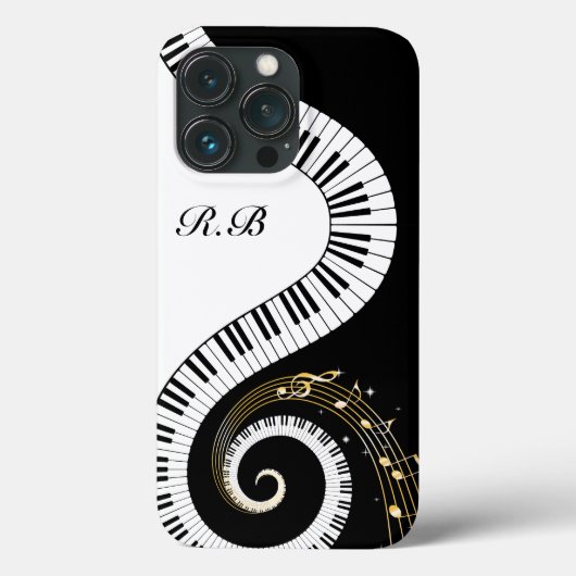 Monogram-Klaviertasten und Musiknotizen Case-Mate iPhone Hülle (Rückseite)